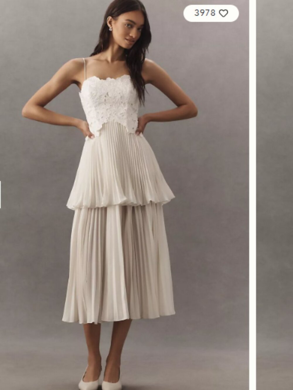 AMUR Esme Laser-Cut Floral Tiered Midi Dress